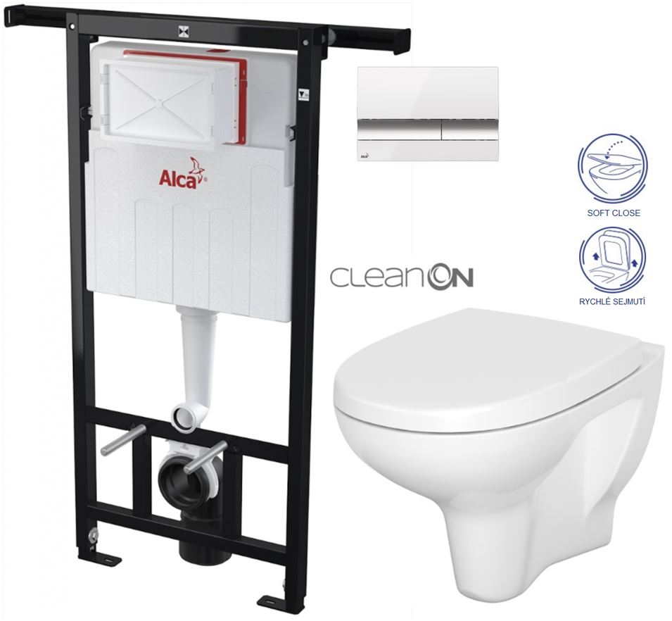 Obrázok /SET/ALCAPLAST - SET Jádromodul - predstenový inštalačný systém + tlačidlo M1720-1 + WC CERSANIT ARTECO CLEANON + SEDADLO (AM102/1120 M1720-1 AT1)