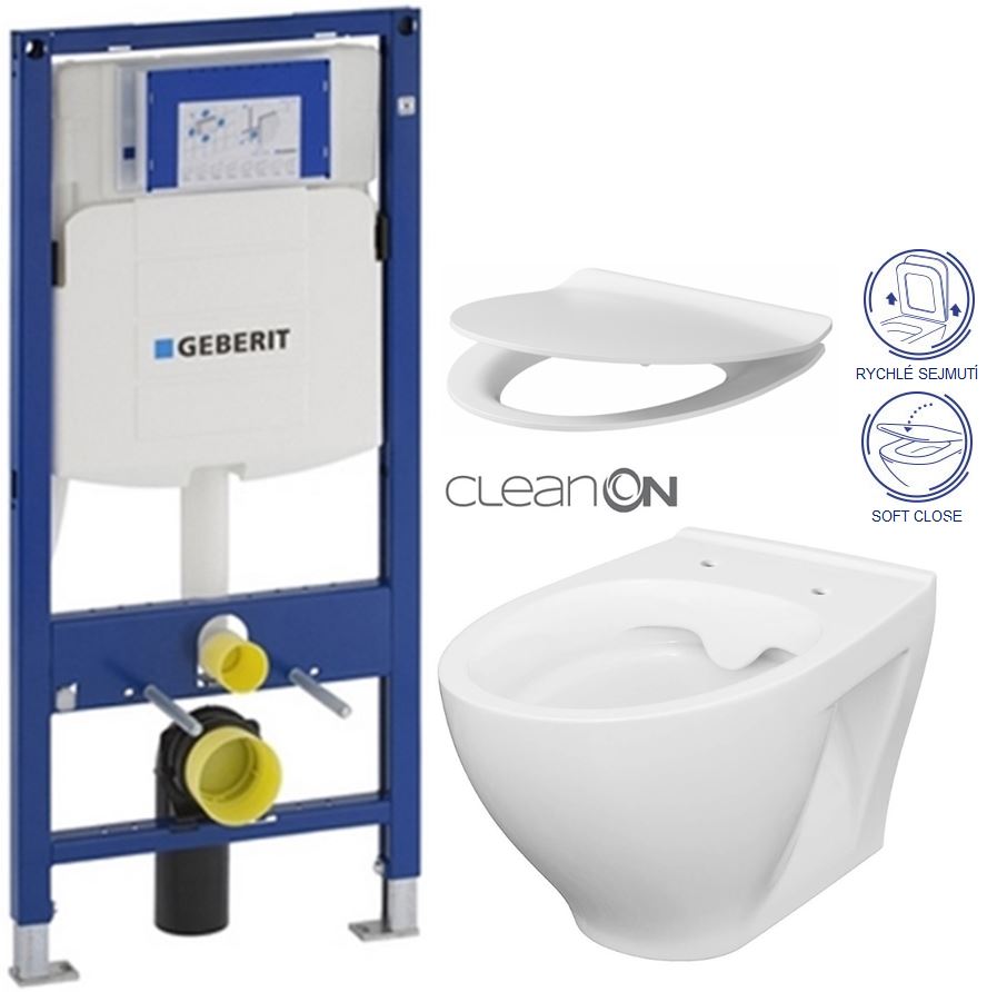 Obrázok /SET/GEBERIT - SET Duofix pre závesné WC 111.300.00.5 bez ovládacej dosky + WC CERSANIT MODUO CLEANON + SEDADLO (111.300.00.5 MO1)