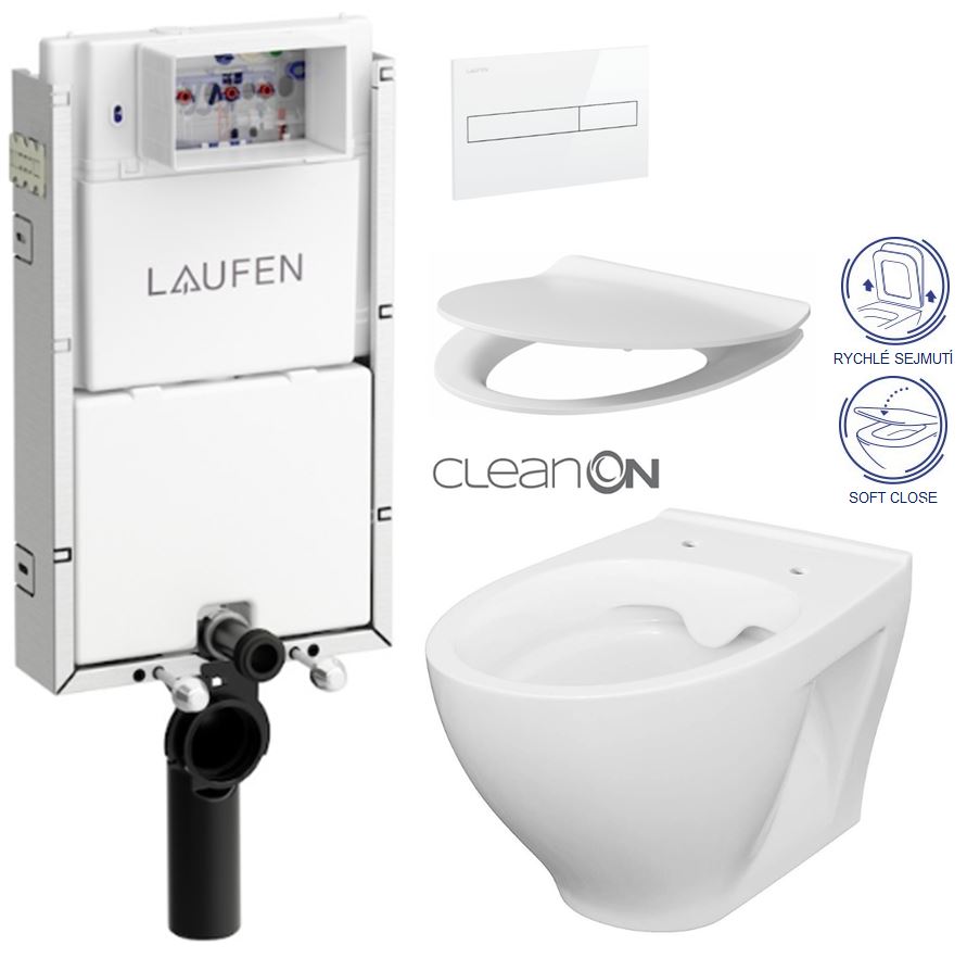 Obrázok /SET/LAUFEN - Podomít. systém LIS TW1 SET BIELA + ovládacie tlačidlo BIELE + WC CERSANIT MODUO CLEANON + SEDADLO (H8946630000001BI MO1)