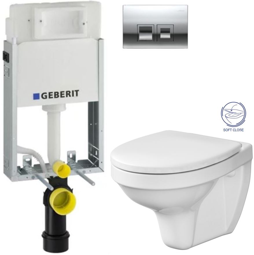 Obrázok GEBERIT - SET KOMBIFIXBasic včetně ovládacího tlačítka DELTA 50 CR pro závěsné WC CERSANIT DELFI + SOFT SEDÁTKO (110.100.00.1 50CR DE2)