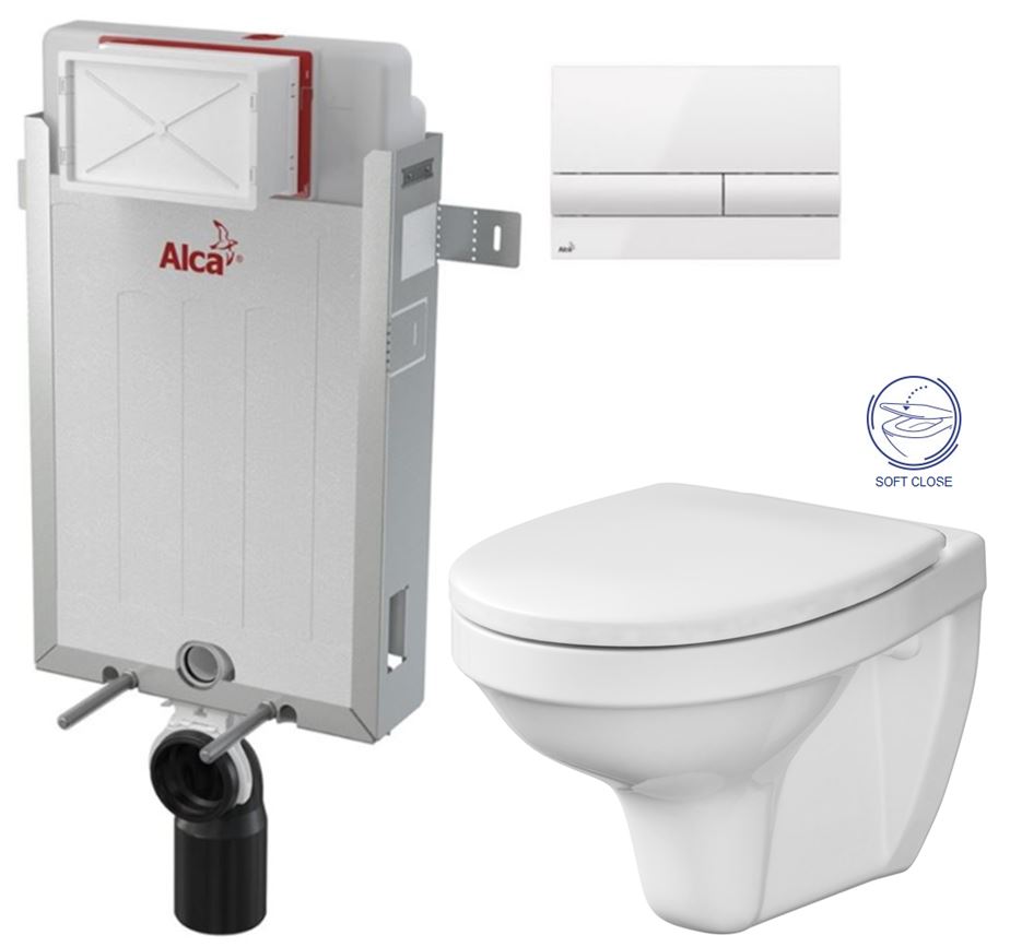 Obrázok /SET - SET Renovmodul - předstěnový instalační systém + tlačítko M1710 + WC CERSANIT DELFI + SOFT SEDÁTKO (AM115/1000 M1710 DE2)