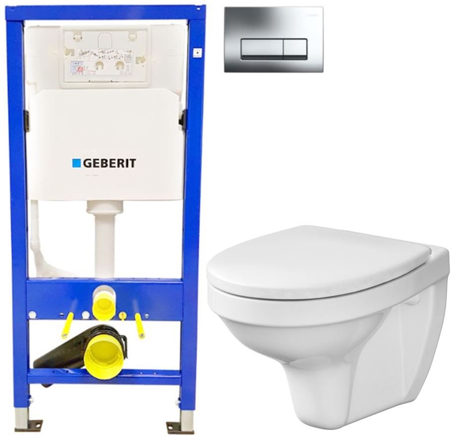 Obrázok /SET - SET Duofix Sada pro závěsné WC 458.103.00.1 + tlačítko DELTA51 CHROM + WC CERSANIT DELFI + SEDÁTKO (458.103.00.1 51CR DE1)