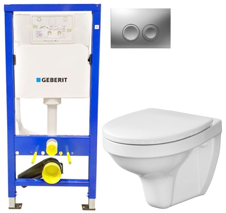 Obrázok /SET - SET Duofix Sada pro závěsné WC 458.103.00.1 + tlačítko DELTA21 matné + WC CERSANIT DELFI + SEDÁTKO (458.103.00.1 21MA DE1)