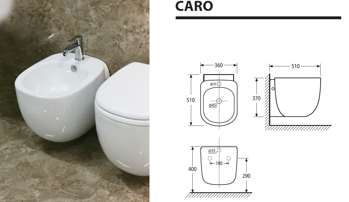 Obrázok Aquatek - CARO závěsný bidet (CAROBI)