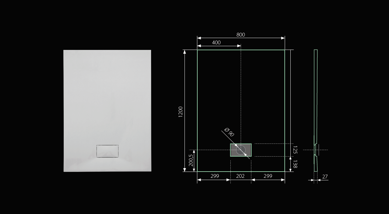 Obrázok Aquatek - SMC GLOSSY 120x80cm sprchová vanička z tvrzeného polymeru obdélníková (SMCGLOSSY120X80)