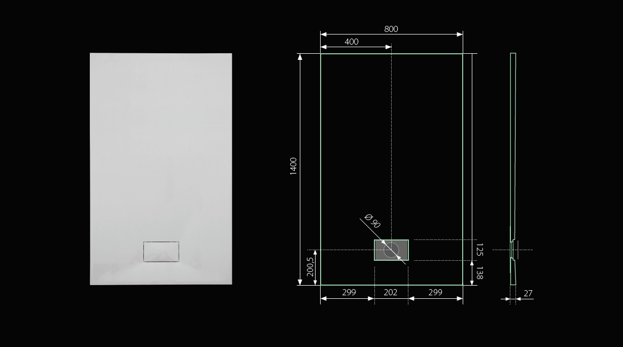 Obrázok Aquatek - SMC GLOSSY 140x80cm sprchová vanička z tvrzeného polymeru obdélníková (SMCGLOSSY140X80)