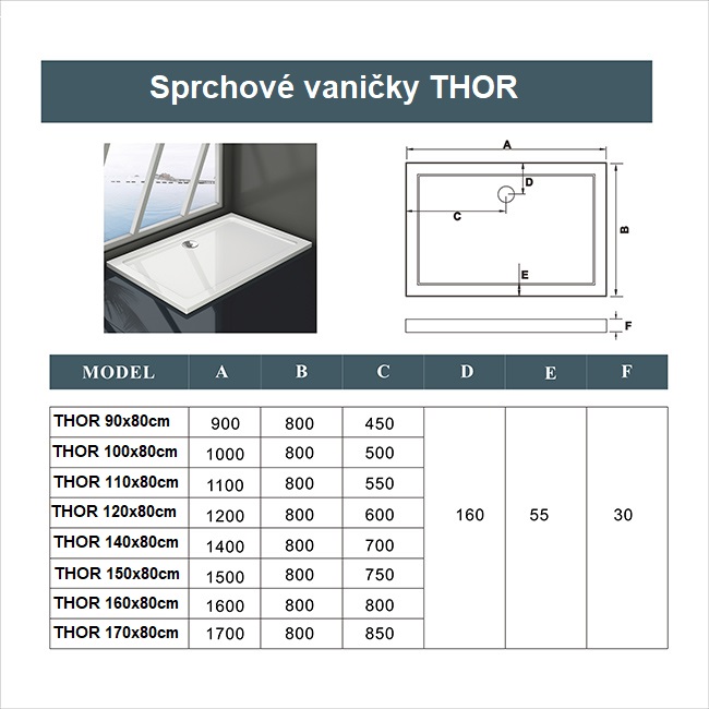 Obrázok H K - THOR Sprchová vanička z litého mramoru, obdélník, 100x80x3 cm (SE-THOR-10080)