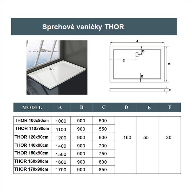 Obrázok H K - THOR Sprchová vanička z litého mramoru, obdélník, 100x90x3 cm (SE-THOR-10090)