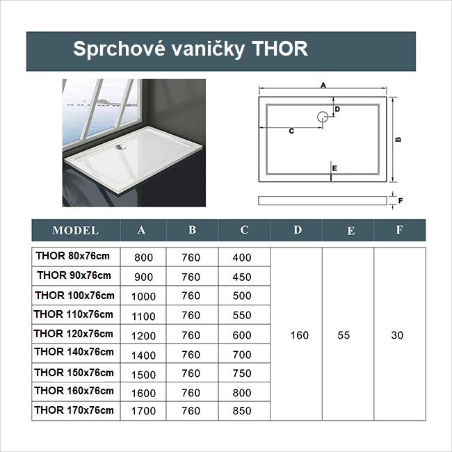 Obrázok H K - THOR Sprchová vanička z litého mramoru, obdélník, 100x76x3 cm (SE-THOR-10076)