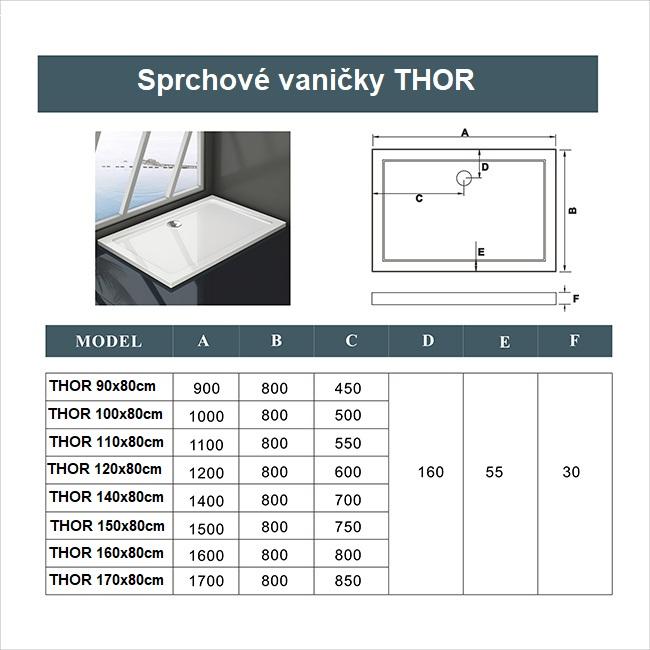 Obrázok H K - THOR Sprchová vanička z liateho mramoru, obdĺžnik, 170x80x3 cm SE-THOR-17080