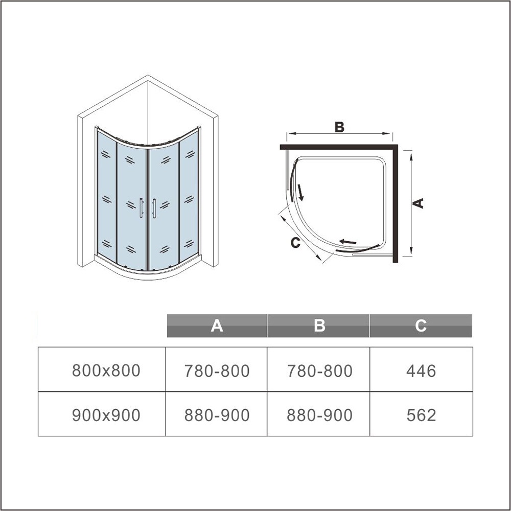 Obrázok H K - Čtvrtkruhový sprchový kout SYMPHONY S4 80 cm s dvoudílnými posuvnými dveřmi (SE-SYMPHONYS480)