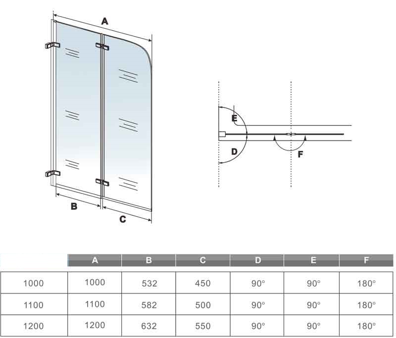 Obrázok H K - Vanová zástěna S2 CLEAR 100x140cm - dvoudílná sklopná, čiré sklo (SE-S2CLEAR100)