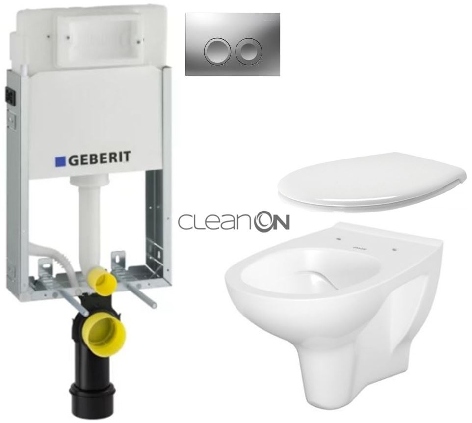 Obrázok /SET/GEBERIT - SET KOMBIFIXBasic vrátane ovládacieho tlačidla DELTA 21 MAT pre závesné WC CERSANIT ARTECO CLEANON + SEDADLO (110.100.00.1 21MA AT2)