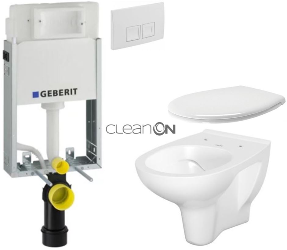 Obrázok /SET/GEBERIT - SET KOMBIFIXBasic vrátane ovládacieho tlačidla DELTA 50 Biele pre závesné WC CERSANIT ARTECO CLEANON + SEDADLO (110.100.00.1 50BI AT2)