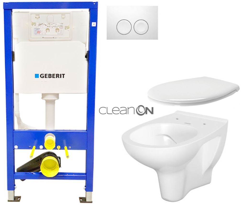 Obrázok /SET/GEBERIT - SET Duofix Sada pre závesné WC 458.103.00.1 + tlačidlo DELTA21 biele + WC CERSANIT ARTECO CLEANON + SEDADLO (458.103.00.1 21BI AT2)