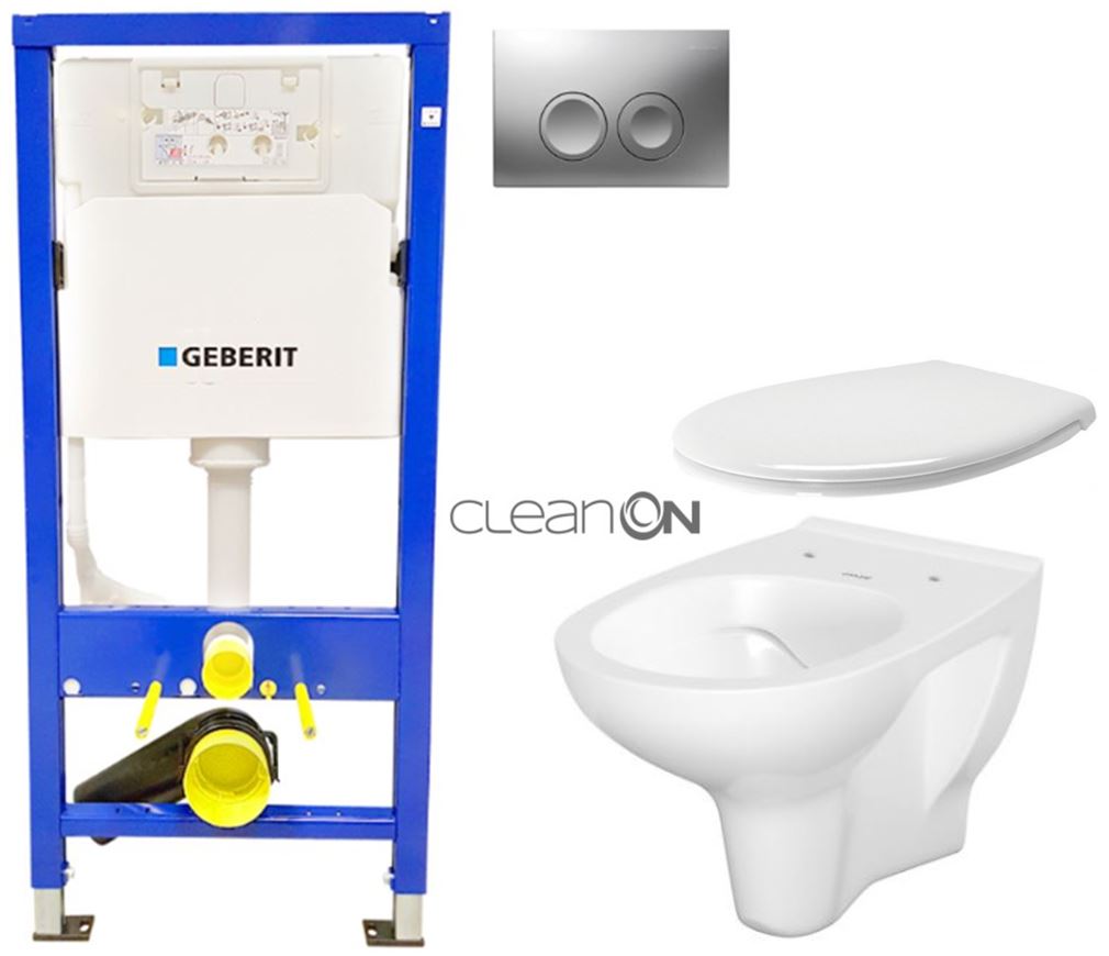 Obrázok /SET/GEBERIT - SET Duofix Sada pre závesné WC 458.103.00.1 + tlačidlo DELTA21 matné + WC CERSANIT ARTECO CLEANON + SEDADLO (458.103.00.1 21MA AT2)