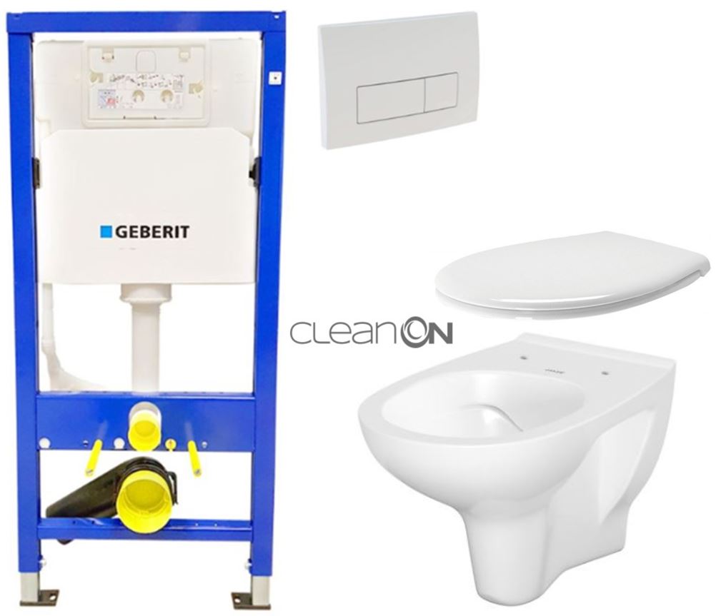 Obrázok /SET/GEBERIT - SET Duofix Sada pre závesné WC 458.103.00.1 + tlačidlo DELTA51 BIELE + WC CERSANIT CLEAN ON ARTECO + SEDADLO (458.103.00.1 51BI AT2)