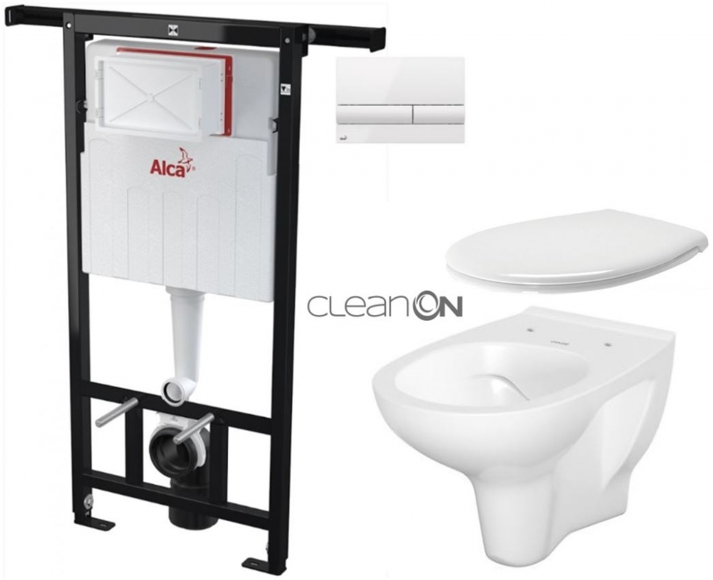 Obrázok /SET/ALCAPLAST - SET Jádromodul - predstenový inštalačný systém + tlačidlo M1710 + WC CERSANIT ARTECO CLEANON + SEDADLO (AM102/1120 M1710 AT2)