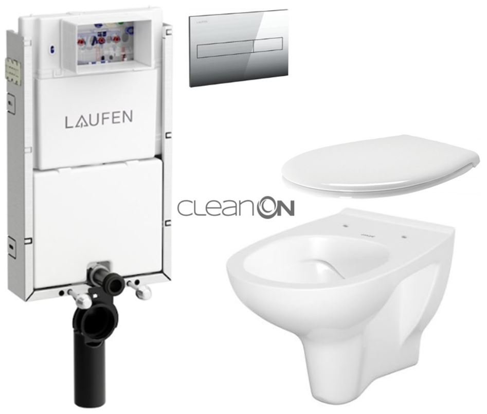 Obrázok /SET/LAUFEN - Podomít. systém LIS TW1 SET + ovládacie tlačidlo CHRÓM + WC CERSANIT ARTECO CLEAN ON + SEDADLO (H8946630000001CR AT2)