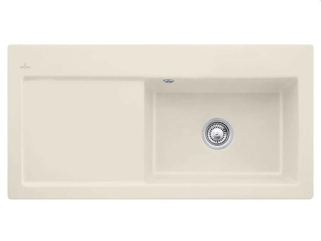 Obrázok VILLEROY & BOCH VILLEROY & BOCH - Keramický drez Subway 60 XL Ivory nástavný 1000 x 510 bez excentra 671901FU