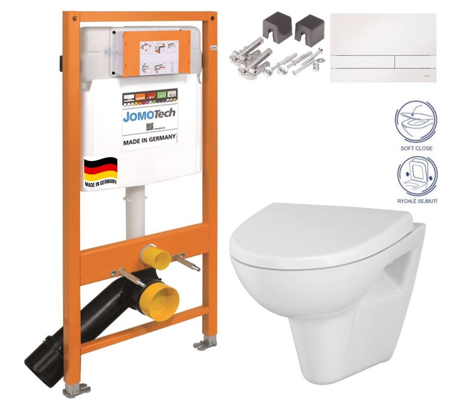 Obrázok SET JOMO Duofix modul pro závěsné WC + tlačítko + montážní sada + sedátko + WC CERSANIT CLEANON PARVA (174-91100900-00 PA1)