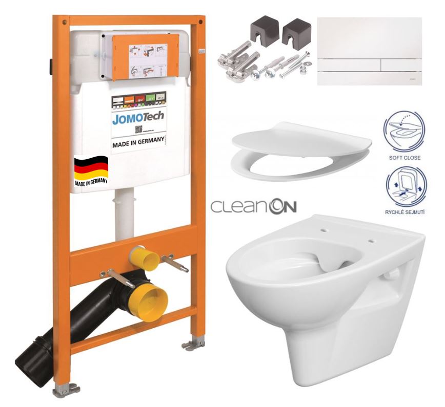 Obrázok SET JOMO Duofix modul pro závěsné WC + tlačítko + montážní sada + sedátko + WC CERSANIT CLEANON PARVA (174-91100900-00 PA2)