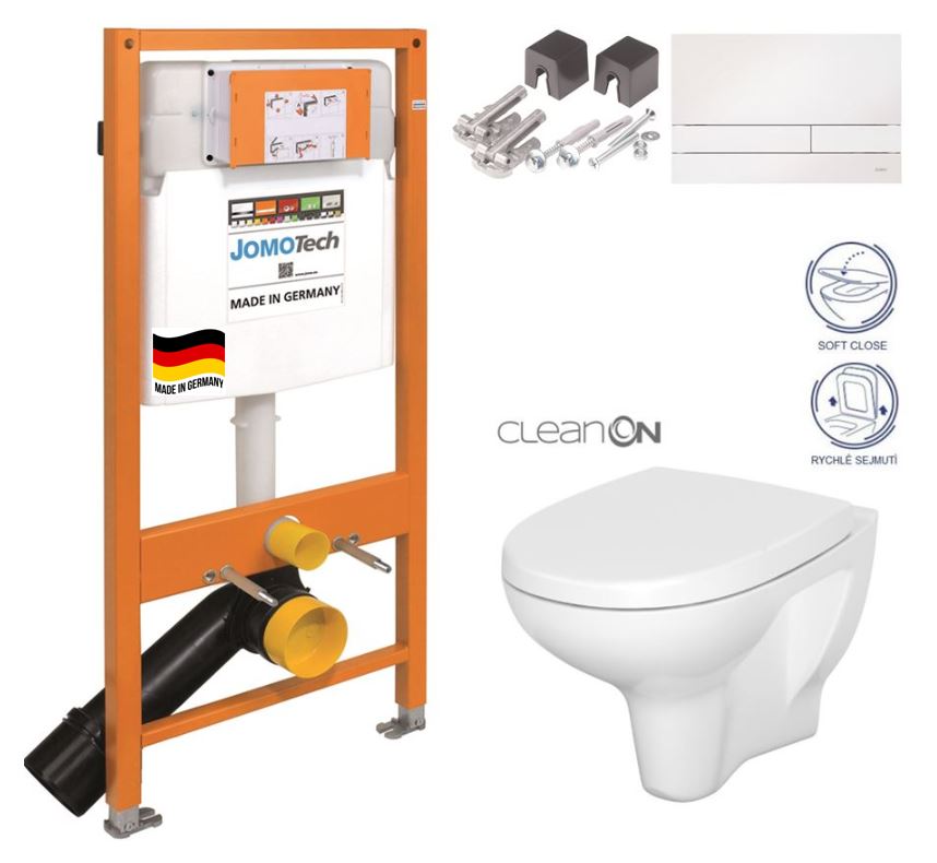 Obrázok SET JOMO Duofix modul pro závěsné WC + tlačítko + montážní sada + sedátko + WC CERSANIT CLEANON ARTECO (174-91100900-00 AT1)