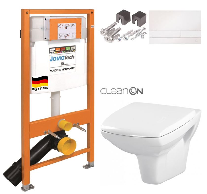 Obrázok SET JOMO Duofix modul pro závěsné WC + tlačítko + montážní sada + sedátko + WC CERSANIT CLEANON CARINA (174-91100900-00 CA1)