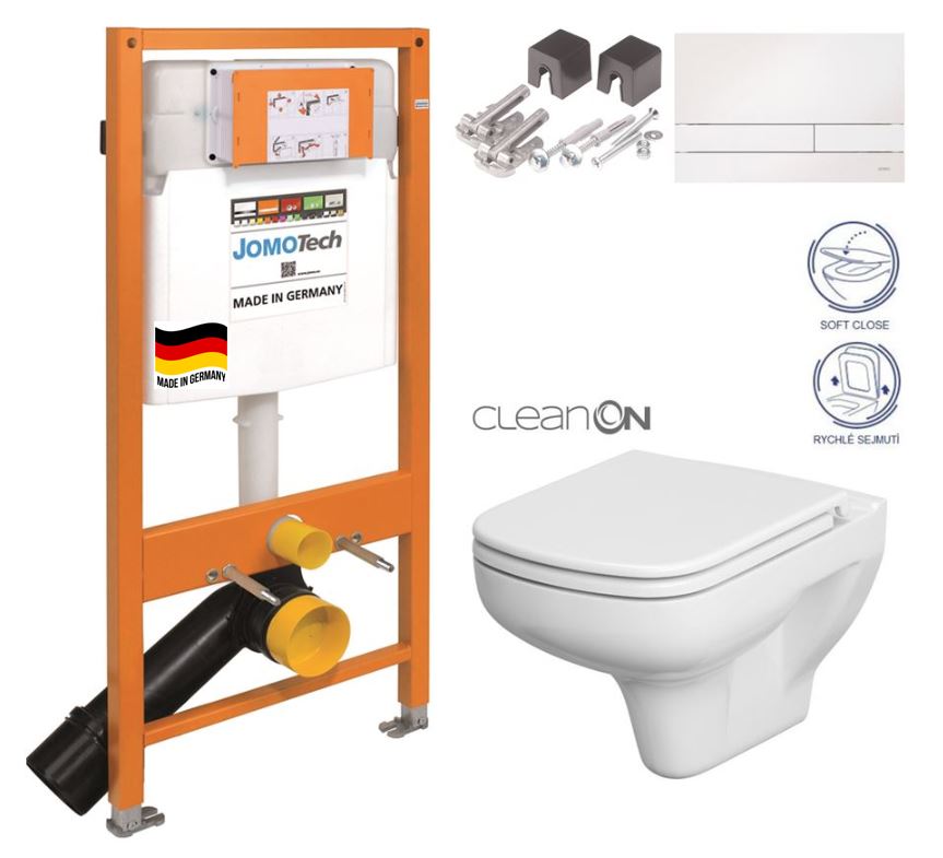 Obrázok SET JOMO Duofix modul pro závěsné WC + tlačítko + montážní sada + sedátko + WC CERSANIT CLEANON COLOUR (174-91100900-00 CN1)