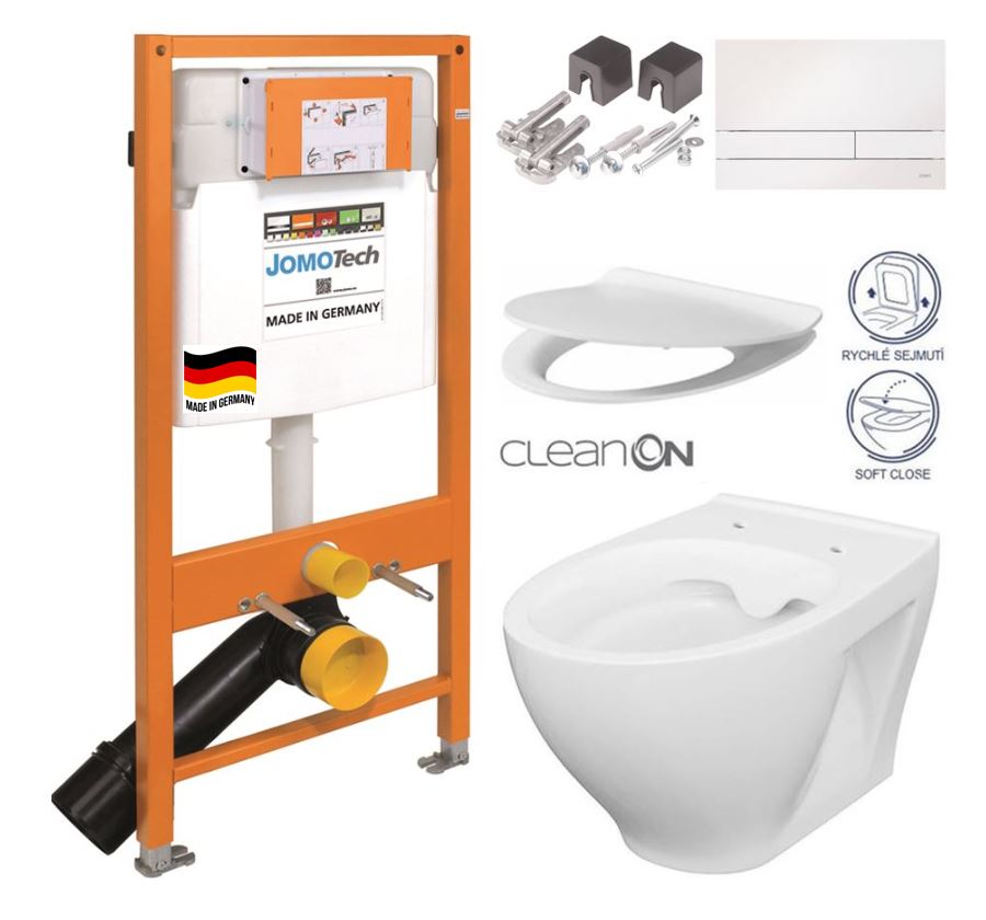 Obrázok SET JOMO Duofix modul pro závěsné WC + tlačítko + montážní sada + sedátko + WC CERSANIT CLEANON MODUO (174-91100900-00 MO1)