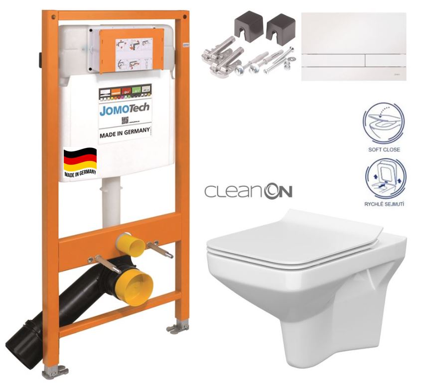 Obrázok SET JOMO Duofix modul pro závěsné WC + tlačítko + montážní sada + sedátko + WC CERSANIT CLEANON COMO (174-91100900-00 CO1)