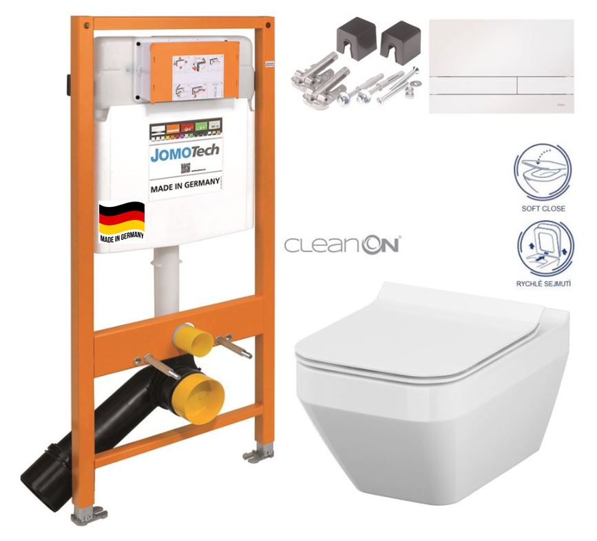 Obrázok SET JOMO Duofix modul pro závěsné WC + tlačítko + montážní sada + sedátko + WC CERSANIT CLEANON CREA ČTVEREC (174-91100900-00 CR2)