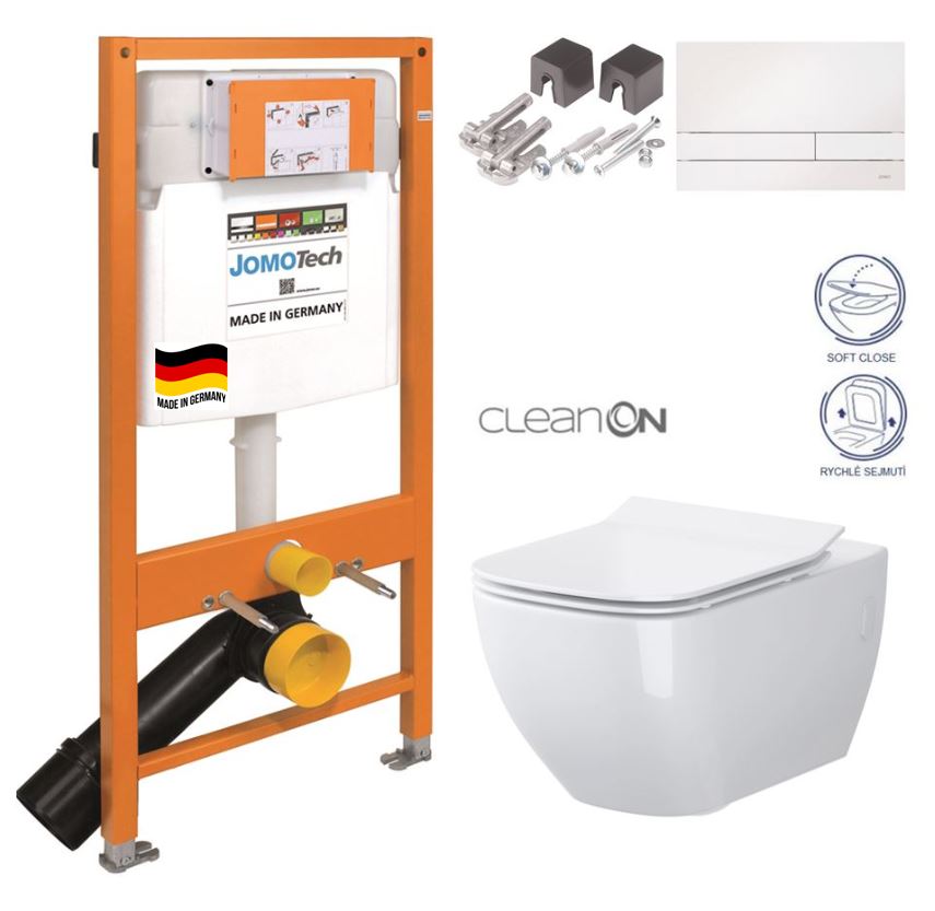 Obrázok SET JOMO Duofix modul pro závěsné WC + tlačítko + montážní sada + sedátko + WC CERSANIT CLEANON METROPOLITAN (174-91100900-00 ME1)