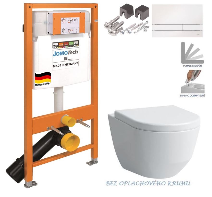 Obrázok SET JOMO Duofix modul pro závěsné WC + tlačítko + montážní sada + sedátko + WC LAUFEN PRO RIMLESS (174-91100900-00 LP1)