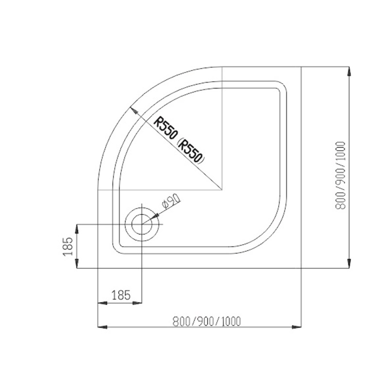 Obrázok SPRCHOVÝ KOUT ČTVRTKRUH 90x90 TRANSPARENT SKLO + VANIČKA (S158-005-SET1)