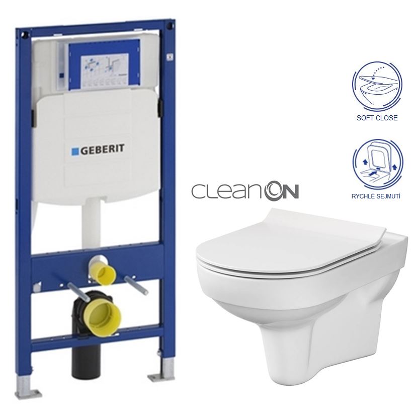 Obrázok GEBERIT Duofix bez ovládací desky + WC CERSANIT CITY NEW CLEANON + WC SEDÁTKO SLIM (111.300.00.5 CI2)