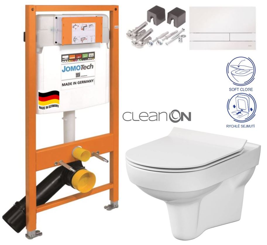 Obrázok JOMO DUO modul pro závěsné WC s bílou deskou + WC CERSANIT CITY NEW CLEANON + WC SEDÁTKO SLIM (174-91100900-00 CI2)