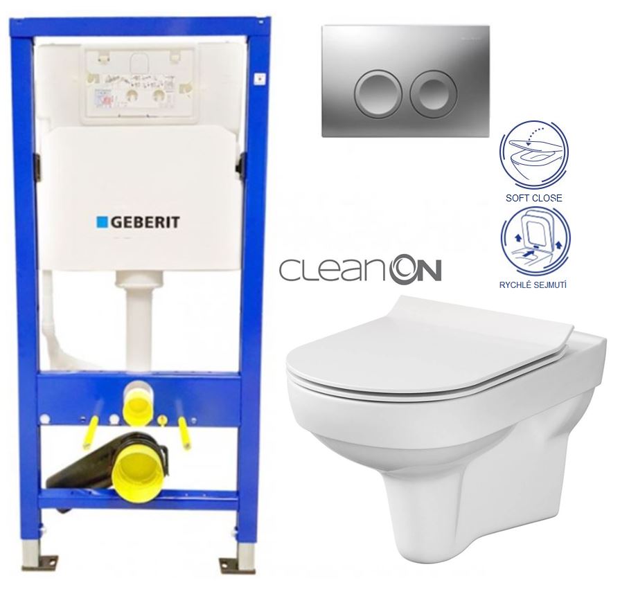 Obrázok GEBERIT DuofixBasic s matným tlačítkem DELTA21 + WC CERSANIT CITY NEW CLEANON + WC SEDÁTKO SLIM (458.103.00.1 21MA CI2)