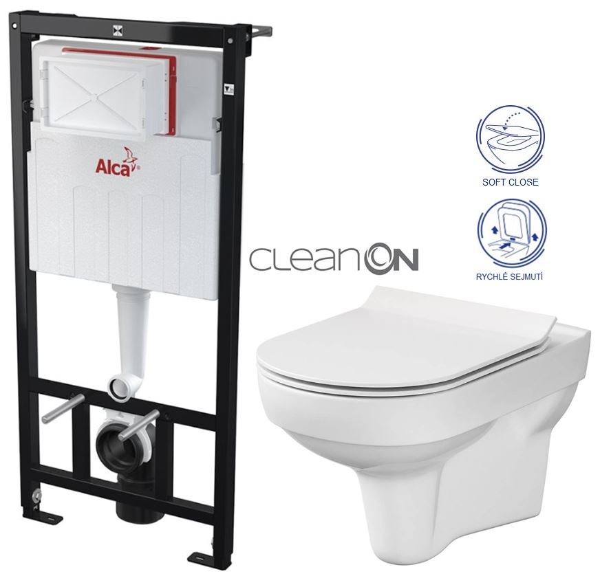 Obrázok ALCAPLAST Sádromodul - předstěnový instalační systém bez tlačítka + WC CERSANIT CITY NEW CLEANON + WC SEDÁTKO SLIM (AM101/1120 X CI2)