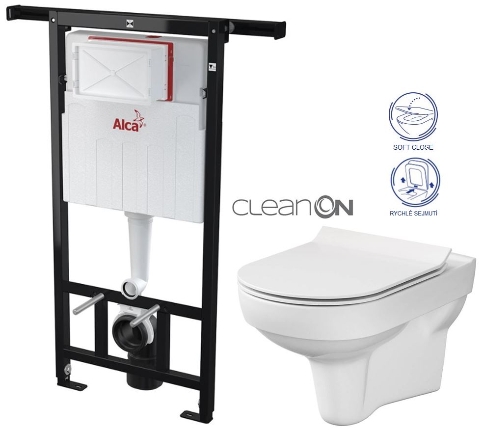 Obrázok ALCAPLAST Jádromodul - předstěnový instalační systém bez tlačítka + WC CERSANIT CITY NEW CLEANON + WC SEDÁTKO SLIM (AM102/1120 X CI2)