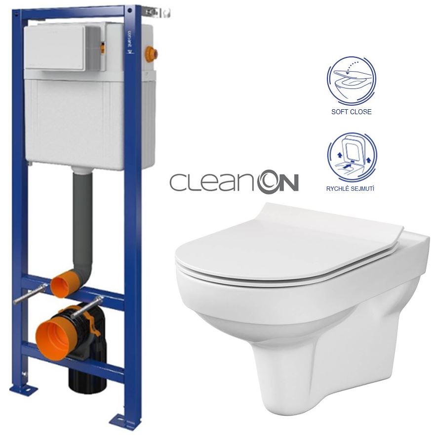 Obrázok CERSANIT nádržka AQUA 02 bez tlačítka + WC CERSANIT CITY NEW CLEANON + WC SEDÁTKO SLIM (S97-063 CI2)