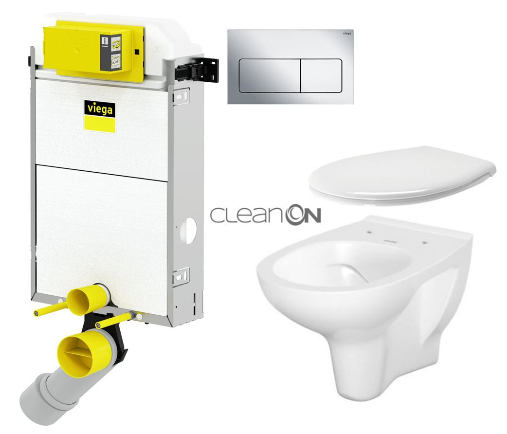 Obrázok /SET/VIEGA - Presvista modul PURE pro WC včetně tlačítka Life5 CHROM + WC CERSANIT ARTECO CLEANON + SEDÁTKO (V771928 LIFE5CR AT2)