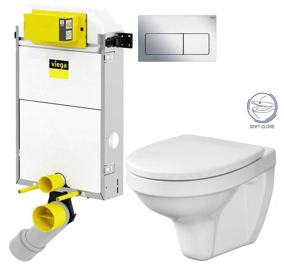 Obrázok /SET/VIEGA - Presvista modul PURE pro WC včetně tlačítka Life5 CHROM + WC CERSANIT DELFI + SOFT SEDÁTKO (V771928 LIFE5CR DE2)