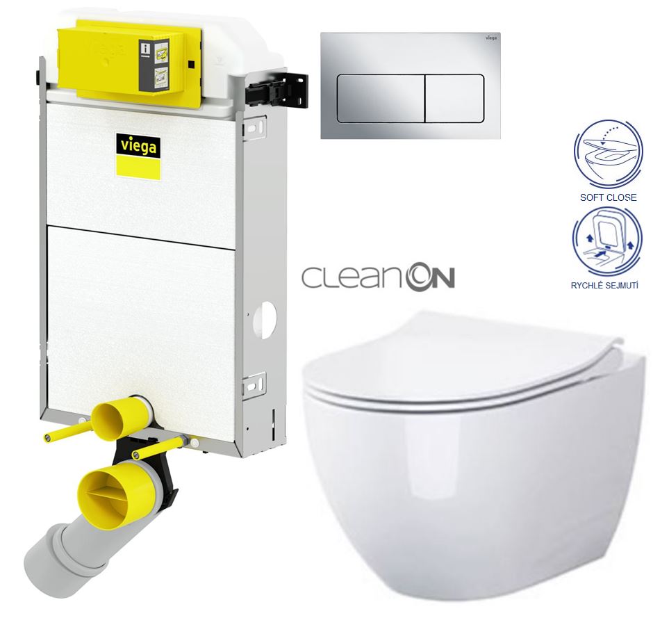 Obrázok /SET/VIEGA - Presvista modul PURE pro WC včetně tlačítka Life5 CHROM + WC OPOCZNO CLEANON URBAN HARMONY + SEDÁTKO (V771928 LIFE5CR HA1)