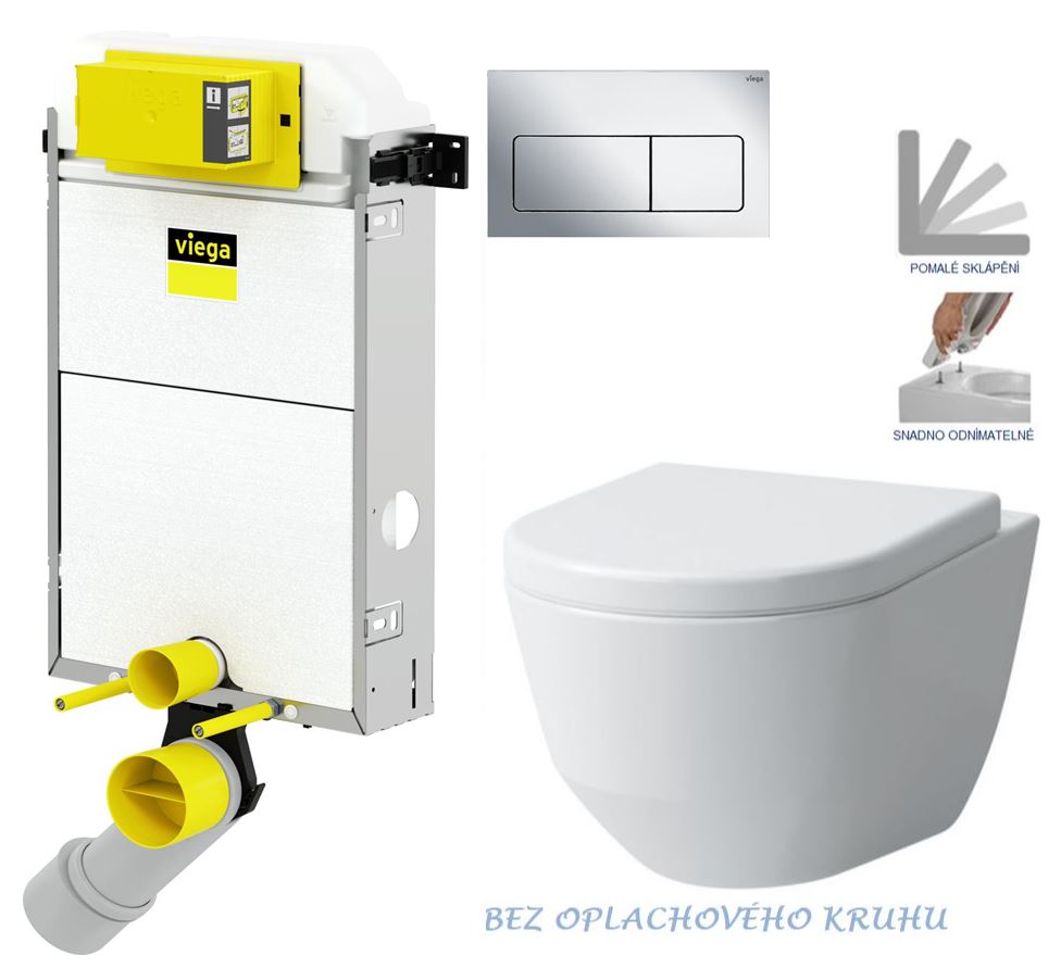 Obrázok /SET/VIEGA - Presvista modul PURE pro WC včetně tlačítka Life5 CHROM + WC LAUFEN PRO RIMLESS + SEDÁTKO (V771928 LIFE5CR LP1)