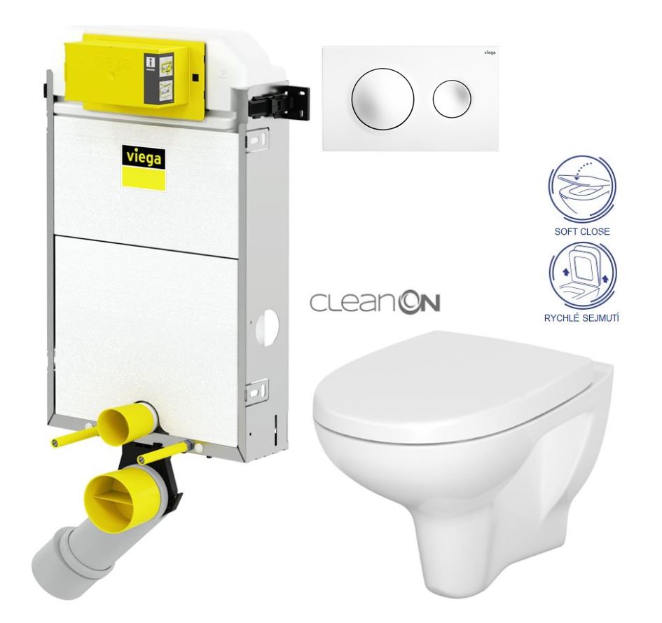 Obrázok /SET/VIEGA - Presvista modul PURE pro WC včetně tlačítka Style 20 bílá + WC CERSANIT ARTECO CLEANON + SEDÁTKO (V771928 STYLE20BI AT1)