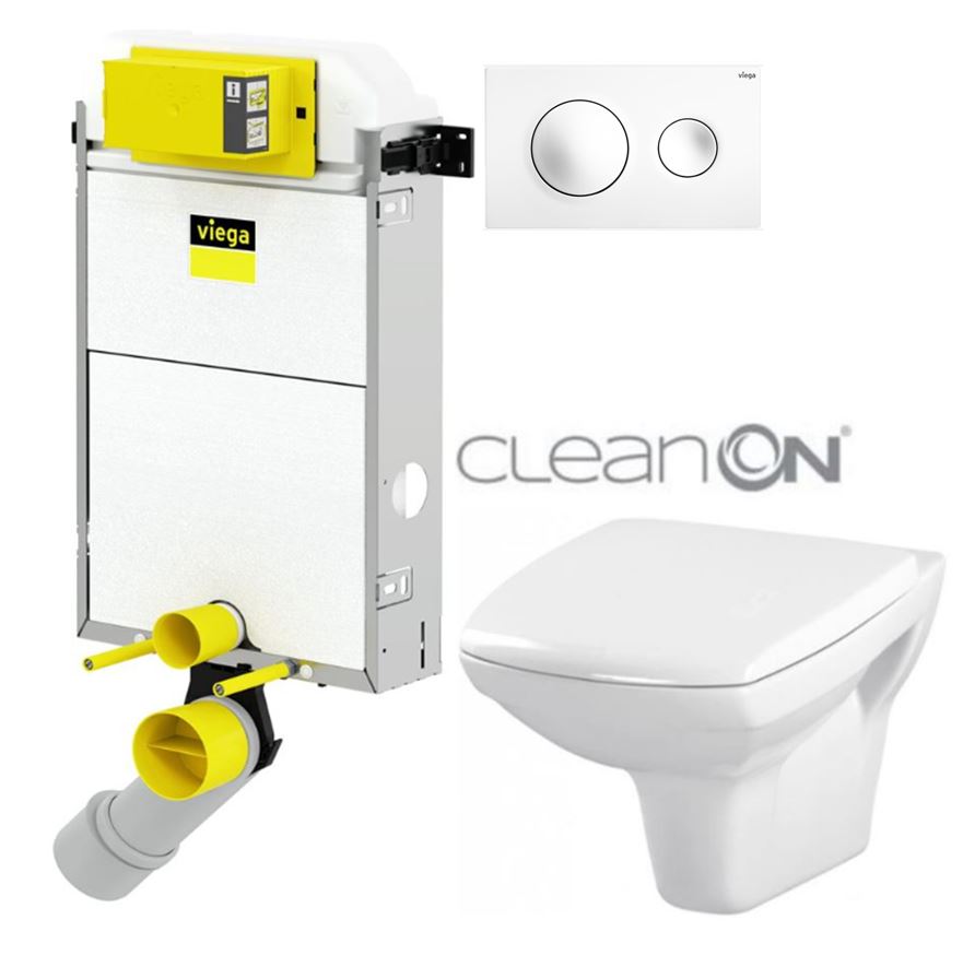 Obrázok /SET/VIEGA - Presvista modul PURE pro WC včetně tlačítka Life5 CHROM + WC CERSANIT CLEANON CARINA + SEDÁTKO (V771928 STYLE20BI CA1)