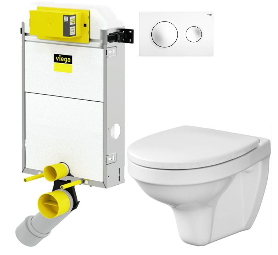 Obrázok /SET/VIEGA - Presvista modul PURE pro WC včetně tlačítka Style 20 bílá + WC CERSANIT DELFI + SEDÁTKO (V771928 STYLE20BI DE1)