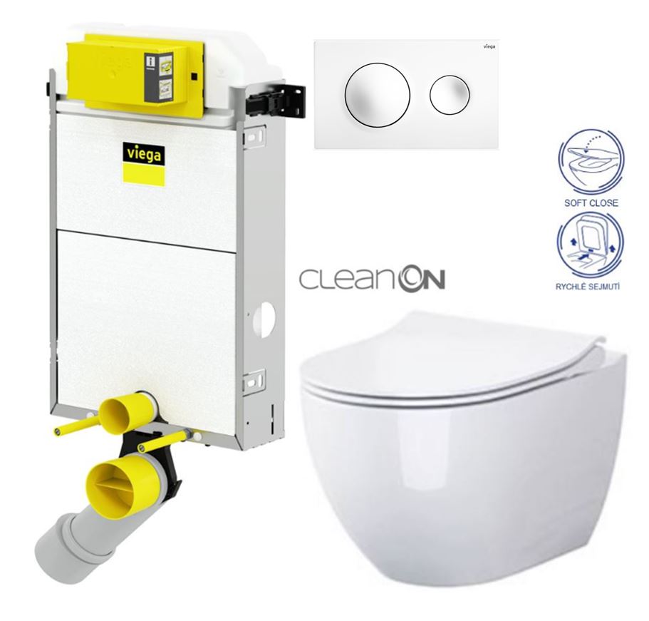 Obrázok /SET/VIEGA - Presvista modul PURE pro WC včetně tlačítka Style 20 bílá + WC OPOCZNO CLEANON URBAN HARMONY + SEDÁTKO (V771928 STYLE20BI HA1)