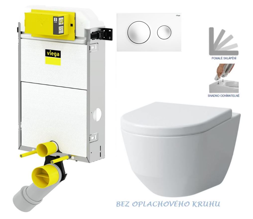 Obrázok /SET/VIEGA - Presvista modul PURE pro WC včetně tlačítka Style 20 bílá + WC LAUFEN PRO RIMLESS + SEDÁTKO (V771928 STYLE20BI LP1)